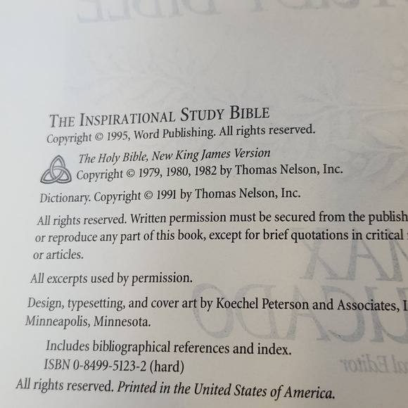 The Inspirational Study Bible Max Lucado Hard Cover New King James 1995 NKJV - Picture 6 of 7